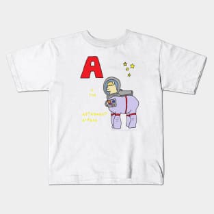 A is for Astronaut Alpaca Kids T-Shirt